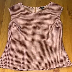 Ann Taylor Petite Pink and Brown Dot Women's Sleeveless Top Size 8P
